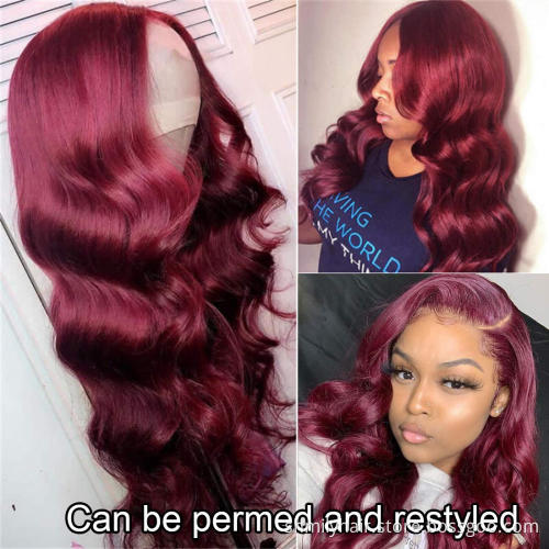 Factory Direct Supply 13x4 Lace Frontal Wig Brazilian Human Hair Silk Straight Cuticle Aligned Hair Transparent 99J Lace Wig
